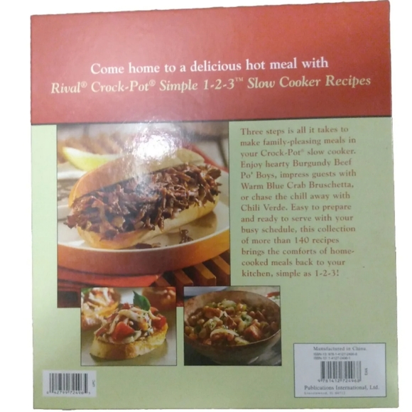 Rival Crock Pot Slow Cooker Easy 3 Step Recipes (Simple 1-2-3) Spiral Bound - Picture 2 of 6